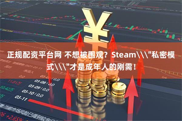 正规配资平台网 不想被围观？Steam\＂私密模式\＂才是成年人的刚需！